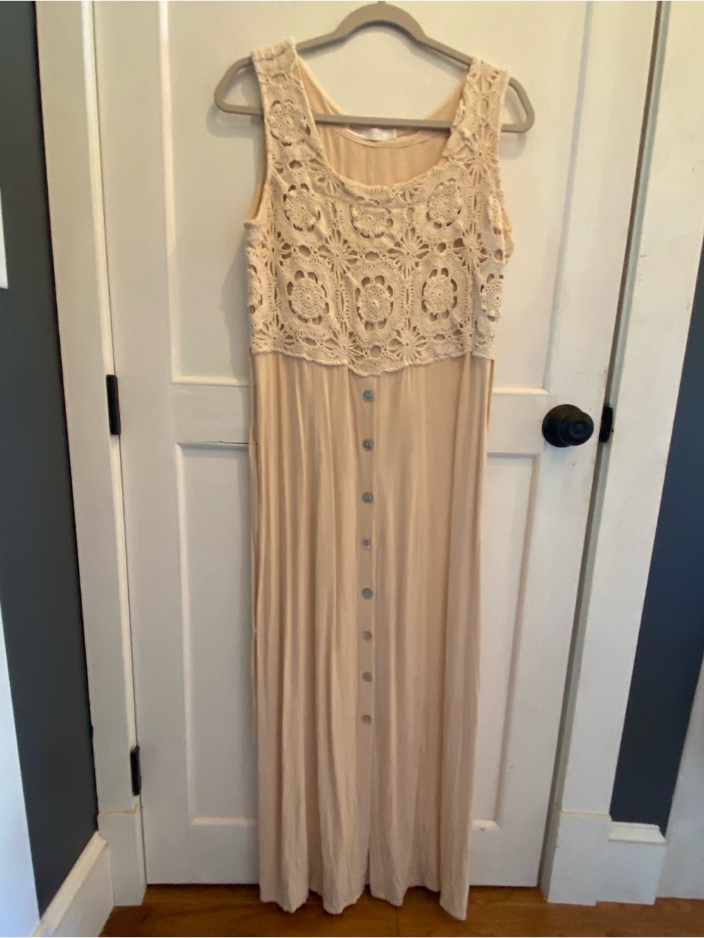 Crochet Bodice Maxi Dress in Cream